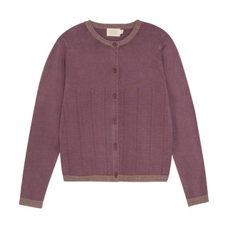 Bambustrick Cardigan Lila mit Goldrand von Creamie