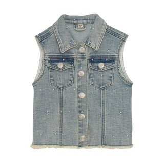Jeans Gilet Denim blau mit blauen Herzen von Daily7Kids
