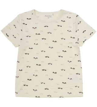 Bambus Kurzarm Pyjama Set Beige mit Autoprint von Minymo