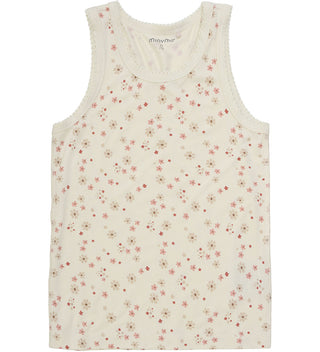 Bambus Unterhemd 2er Set Uni Beige und Beige mit Blumenprint von Minymo