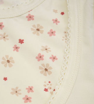 Bambus Unterhemd 2er Set Uni Beige und Beige mit Blumenprint von Minymo