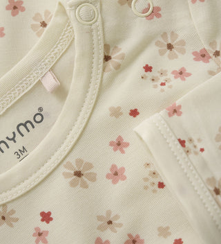 Bambus Langarm Body Beige mit Blumenprint von Minymo