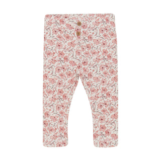 Rib Leggings Beige mit Rosa Blumenprint von En Fant