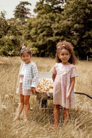 Kleid Siloe Rosa mit Gänseblumenwiese von Louise Misha