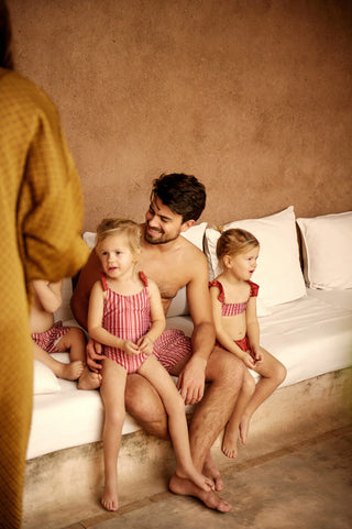 Badekleid Riad Red Girls Rot und Weiss gestreift von elle and rapha