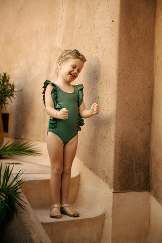 Badekleid Leopard Green Girls von elle and rapha