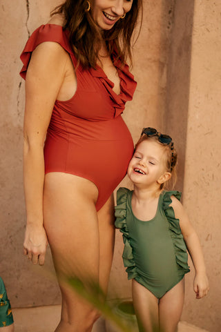 Badekleid Leopard Green Girls von elle and rapha