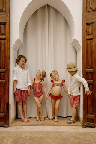 Badekleid Riad Red Girls Rot und Weiss gestreift von elle and rapha