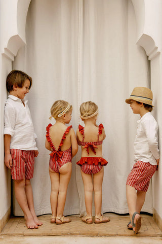 Badekleid Riad Red Girls Rot und Weiss gestreift von elle and rapha