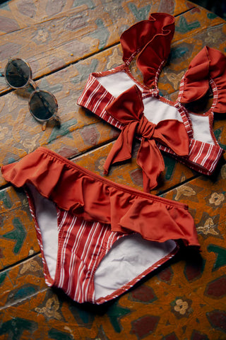 Bikini Riad Red Girls Rot und Weiss gestreift von elle and rapha