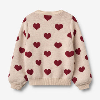 Strickjacke Jacquard Hearts von Wheat