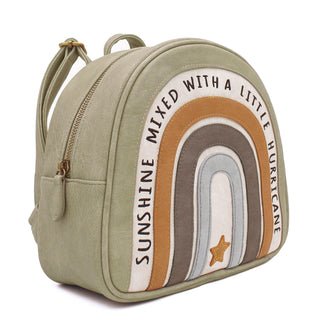 Kinderrucksack Grosser Regenbogen Boho Pastellgrün von Little who