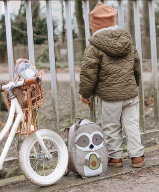 Kinderrucksack Grosser Waschbär Waldemar Beigegrau von Little who