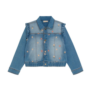 Jeansjacke mit Blumenstickerei von Minymo