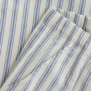 Lange Baumwollhose Hellblau-Weiss gestreift für Kinder von Huttelihut