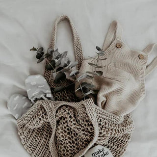 Organic Knit Dungarees / Overall Sand von Cosy Roots