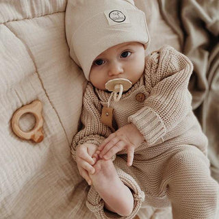 Organic Knit Dungarees / Overall Sand von Cosy Roots