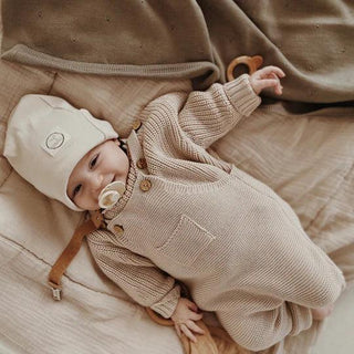 Organic Knit Dungarees / Overall Sand von Cosy Roots