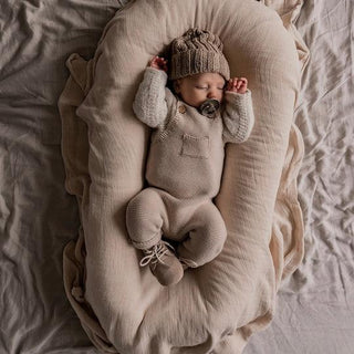Organic Knit Dungarees / Overall Sand von Cosy Roots