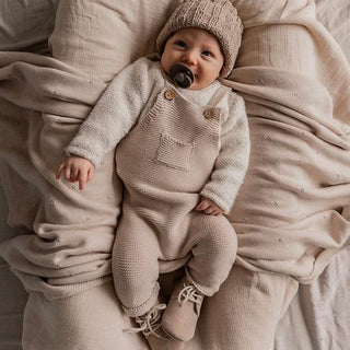 Organic Knit Dungarees / Overall Sand von Cosy Roots