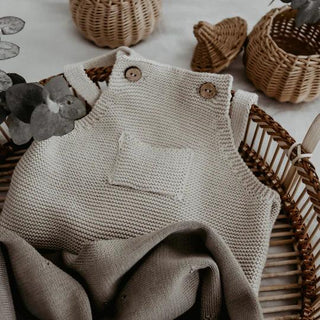 Organic Knit Dungarees / Overall Sand von Cosy Roots