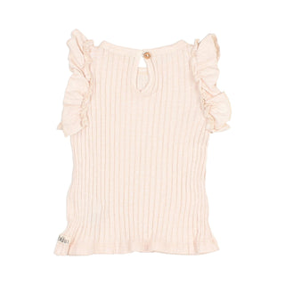 Rippen-Top mit Rüschen Rose von Buho