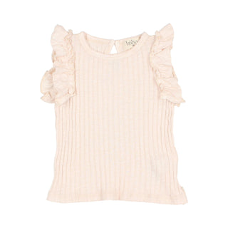 Rippen-Top mit Rüschen Rose von Buho
