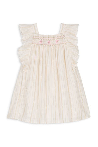 Kleid Martine Creme mit Goldfäden von Louise Misha