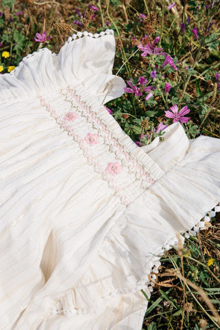 Kleid Martine Creme mit Goldfäden von Louise Misha