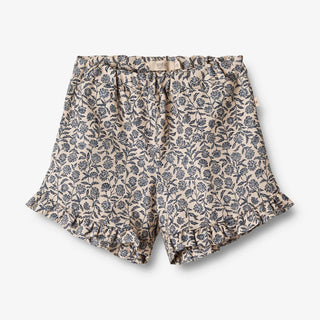 SHORTS CAMILLE BEIGE MIT BLAUEM BLUMENMUSTER VON WHEAT