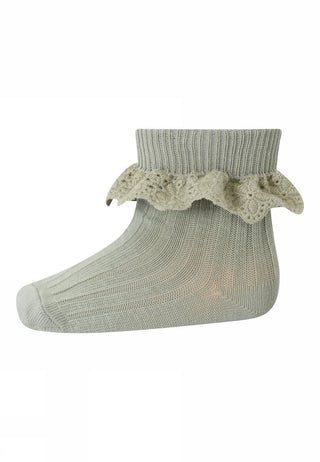 Socken Lisa mit Rüschen in Salbei von mp Denmark