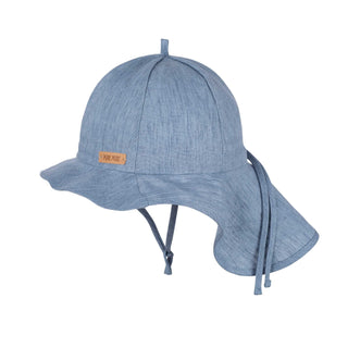 Leinenhut mit Nackenschutz Jeansblau von Pure Pure