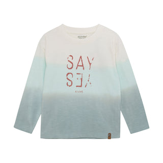 Sweatshirt Grün-Weiss gemustert mit Spruch von Minymo