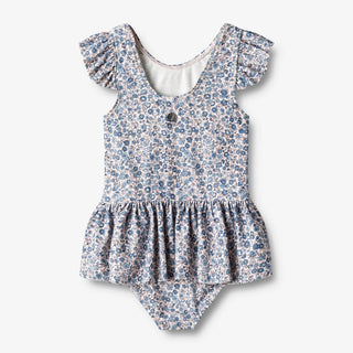 Badekleid Diddi mit blauem Blumenmuster von Wheat
