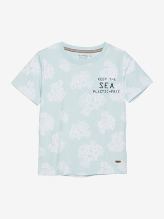 T-Shirt Hellblau mit Korallenprint von Minymo