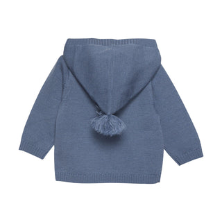 Wollstrick Kapuzen Cardigan Steinblau von Fixoni