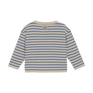 Strickpullover Hellblau-Beige gestreift von Huttelihut