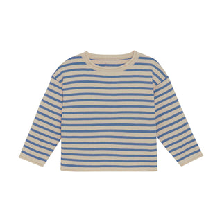 Strickpullover Hellblau-Beige gestreift von Huttelihut