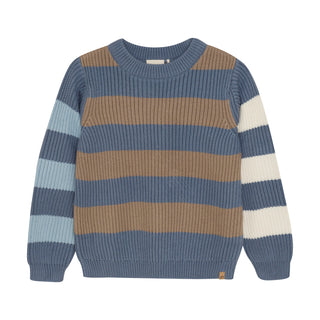 Strickpullover Blau-Braun-Weiss gestreift von Minymo