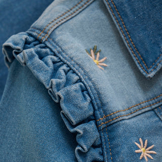 Jeansjacke mit Blumenstickerei von Minymo