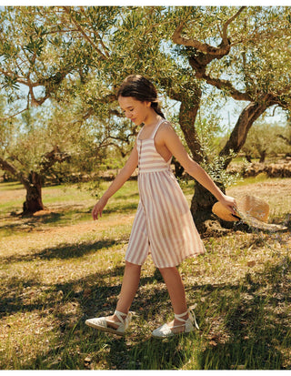 Trägerkleid Beige-Altrosa gestreift von Búho Barcelona