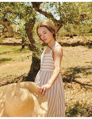 Trägerkleid Beige-Altrosa gestreift von Búho Barcelona