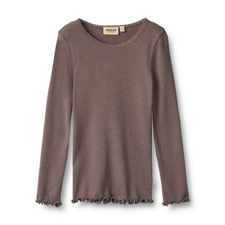 Modal Rib-Langarmshirt Plum Truffle von Wheat