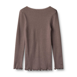 Modal Rib-Langarmshirt Plum Truffle von Wheat