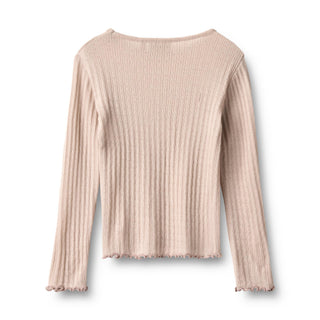 Wolle-Seide Langarmshirt Alli Pale Lillac mit Lochmuster von Wheat