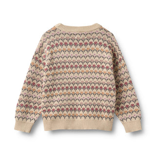 Strickpullover Jacquard Offwhite Lila gemustert von Wheat