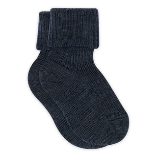 Wolle Ripp-Socken Dark Denim Melange von mp Denmark
