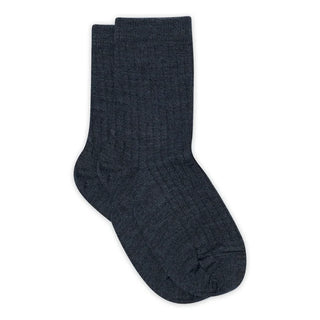 Wolle Ripp-Socken Dark Denim Melange Blau von mp Denmark