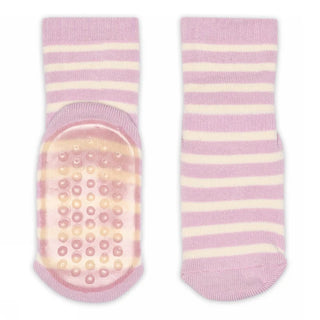 Baumwolle Anti-Rutsch Socken Eli Rosa-Weiss gestreift von mp Denmark