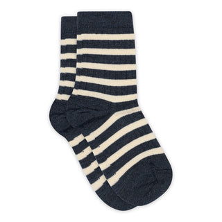 Wolle Ripp-Socken Elis Dark Denim gestreift von mp Denmark
